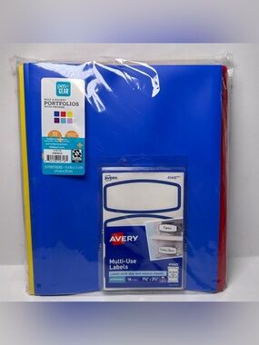 Pen+Gear 2-Pocket Poly Folders Assorted Colors 10 Count + Pack Of 15 Labels NEW